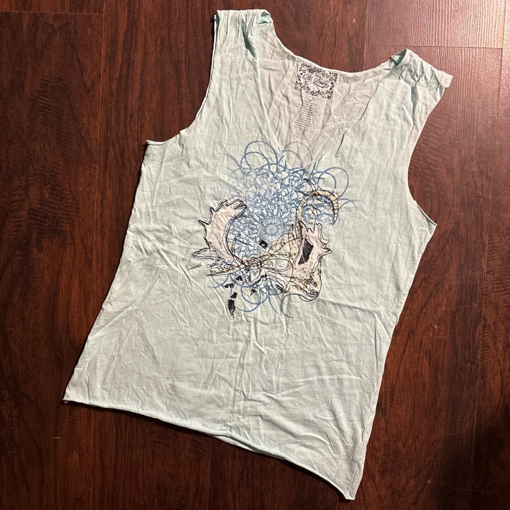 Y2K raw hem Graphic V-neck Tank old navy size XL